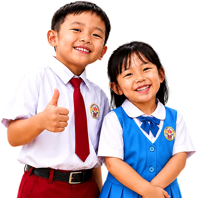 Murid TK dan SD Dhammasekha Excellent tersenyum